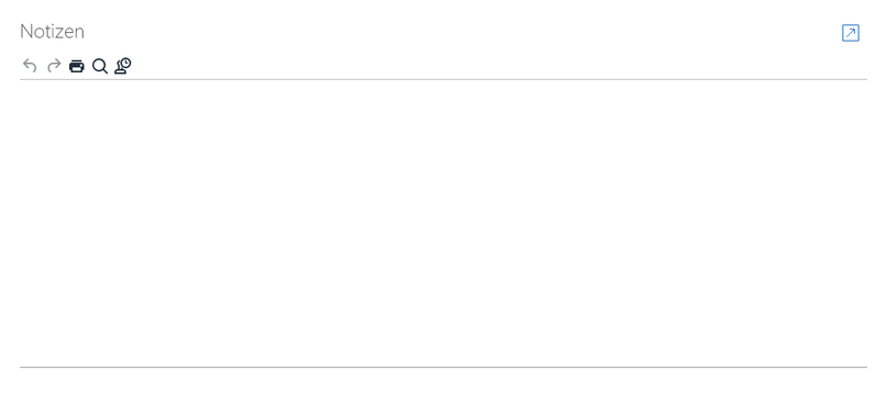 Der Screenshot zeigt das Feld Notizen mit den Standard-Funtkionen in der Symbolleiste.