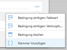Der Screenshot zeigt das geöffnete Aktionsmenü mit den zur Wahl stehenden Aktionen.