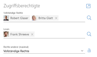 Der Screenshot zeigt den Block Zugriffsberechtigte.