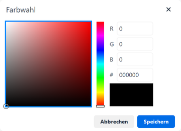 Das Fenster zeigt das Fenster Farbwahl, in dem eine indivduelle Farbe gewählt werden kann.