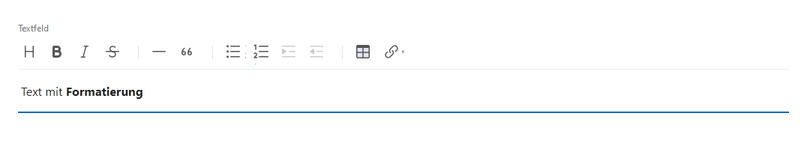 Der Screenshot zeigt die Symbolleiste zur Textformatierung.