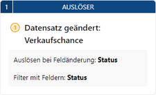Der Screenshot zeigt das Element Auslöser mit den Einstellungen, die in der folgenden Tabelle aufgelistet sind.