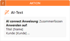 Der Screenshot zeigt das Element AI-Text mit den Einstellungen, die in der folgenden Tabelle aufgelistet sind.